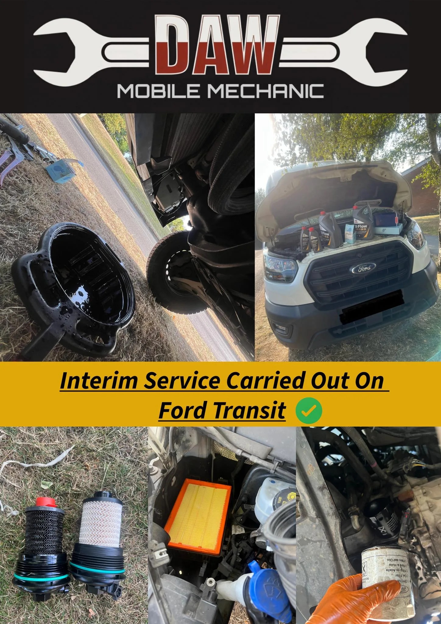 Ford Transit in for a interim service and new fuel filter