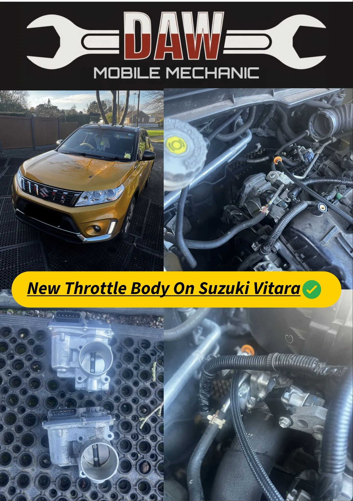 We have diagnosed and fitted new throttle body to customers Suzuki Vitara after the ESP light came on the dash
