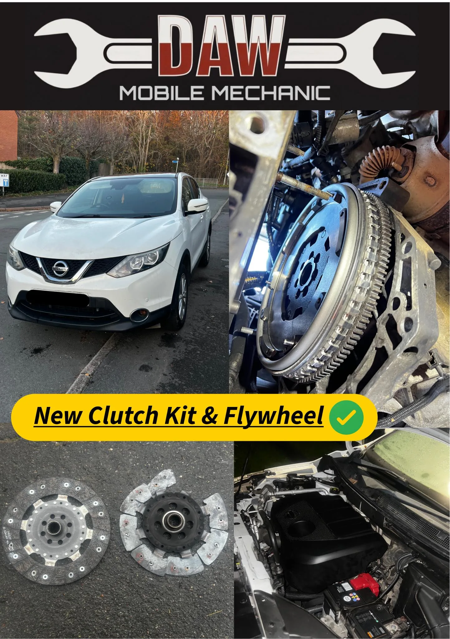 We have fitted new clutch kit & flywheel on customers Nissan Qashqai due to the old clutch decided that it's had enough